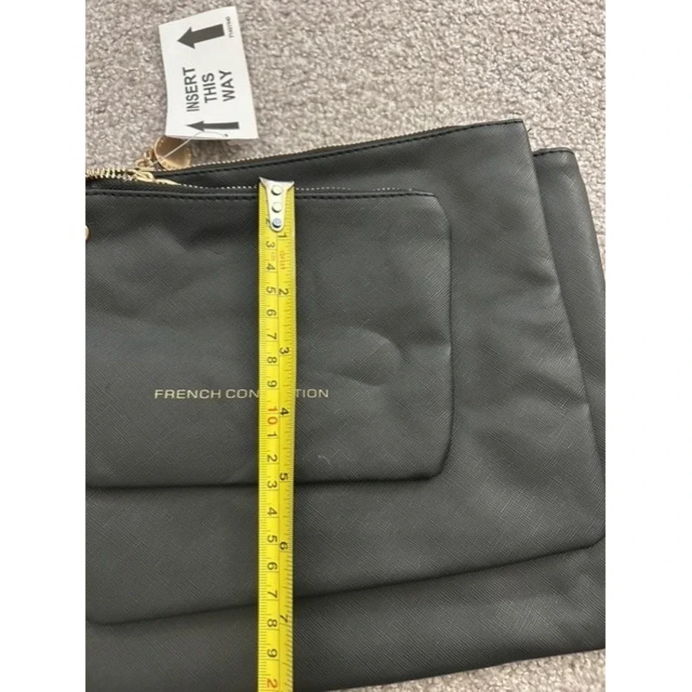 French Connection Luxe Travel Pouches Womens OS Black NEW 3-Pack Saffiano Set